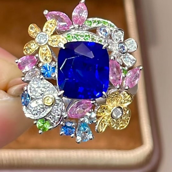 14k Gold 1.85 Ct Natural Sapphire & Diamond Ring
