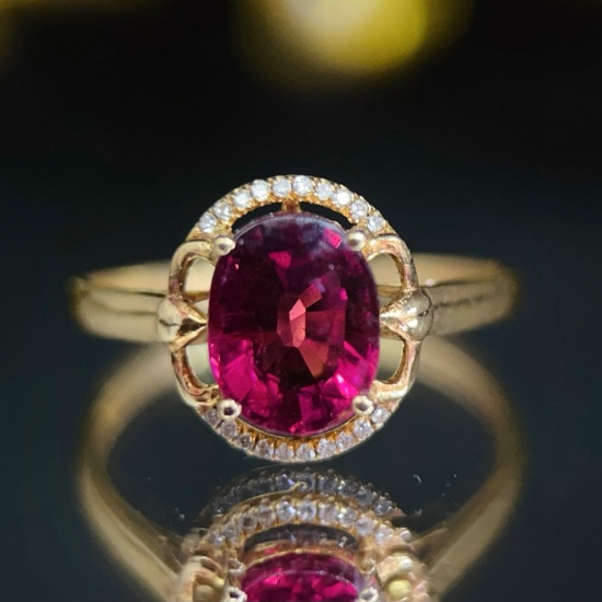14k Gold 1.96 Ctw Natural Tourmaline & Diamond Ring
