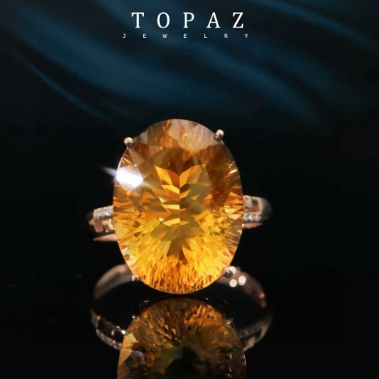 14k Gold 10.98 Ctw Natural Citrine & Diamond Ring