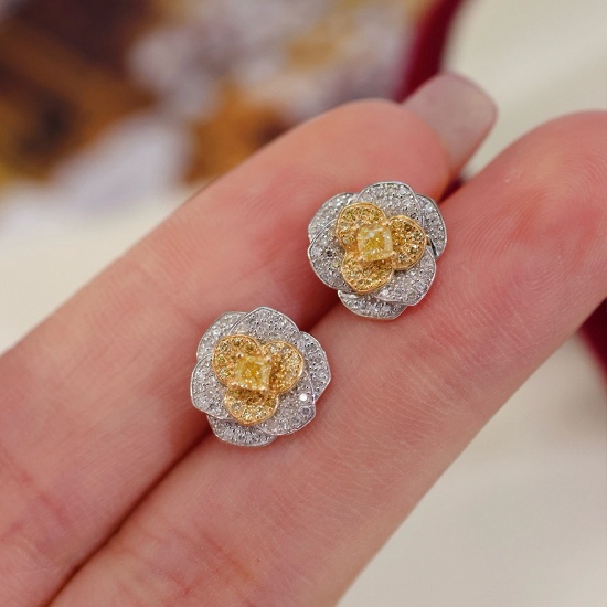 14k Gold 0.65 Ct Natural Color Diamond Earrings