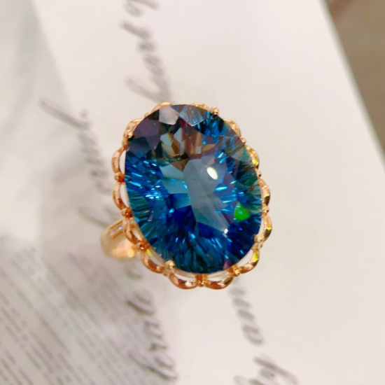 14k Gold 15.98 Ctw Natural Topaz & Diamond Ring