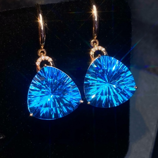 14k Gold 14.15 Ct Natural Topaz & Diamond Earrings