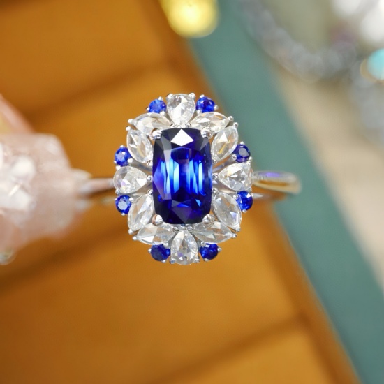 14k Gold 1.21 Ctw Natural Sapphire & Sapphire Ring