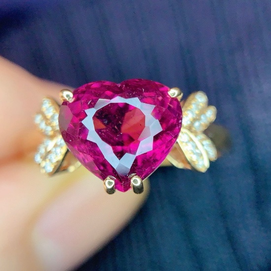 14k Gold 3.0 Ct Natural Tourmaline & Diamond Ring