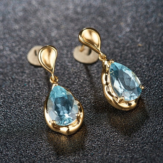 14k Gold 3.42 Ct Natural Aquamarine Earrings