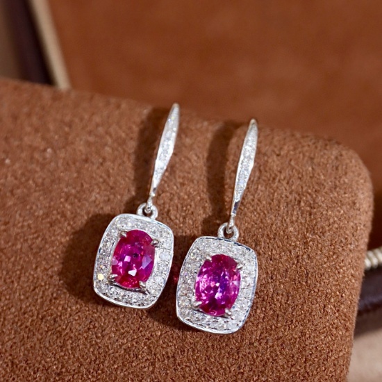 14k Gold 1.19 Ctw Natural Ruby & Diamond Earrings
