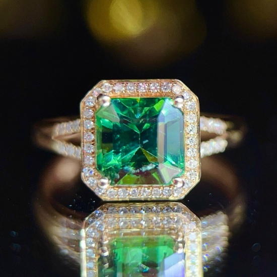 14k Gold 2.44 Ctw Natural Tourmaline & Diamond Ring