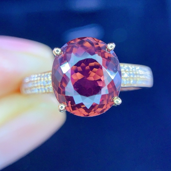 14k Gold 4.2 Ct Natural Tourmaline & Diamond Ring