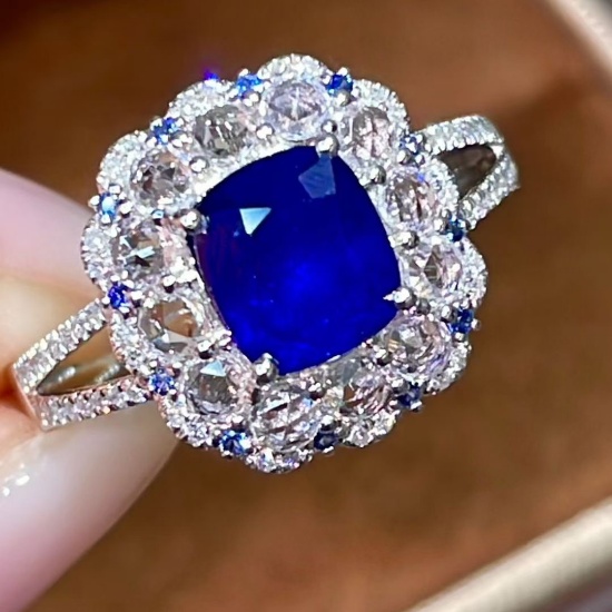 14k Gold 1.7 Ctw Natural Sapphire & Diamond Ring