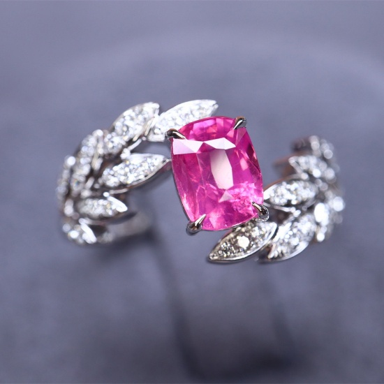 14k Gold 1.21 Ctw Natural Spinel & Diamond Ring