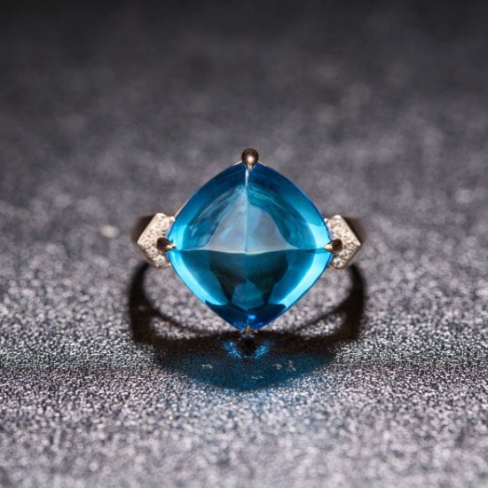 14k Gold 12.6 Ct Natural Topaz & Diamond Ring