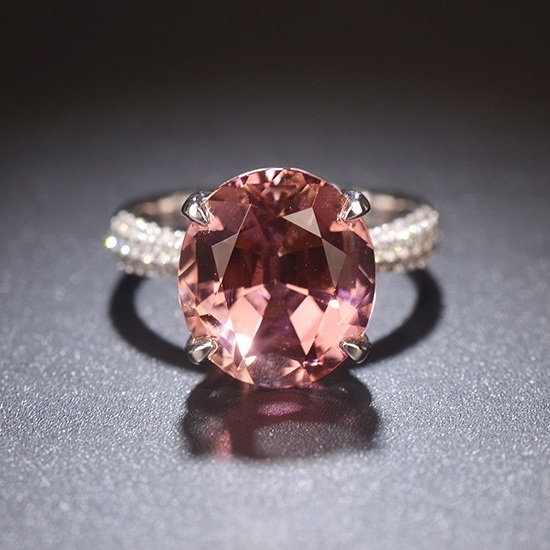 14k Gold 7.52 Ctw Natural Tourmaline & Diamond Ring