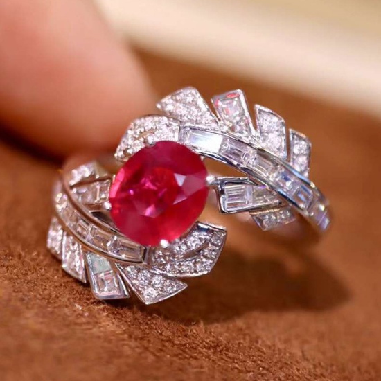 14k Gold 1.96 Ctw Natural Ruby & Diamond Ring