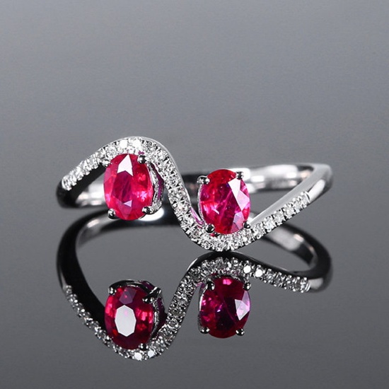 14k Gold 0.71 Ctw Natural Ruby & Diamond Ring