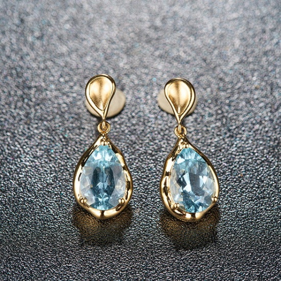 14k Gold 3.42 Ct Natural Aquamarine Earrings