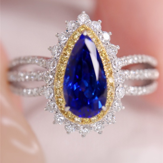14k Gold 1.58 Ctw Natural Sapphire & Diamond Ring