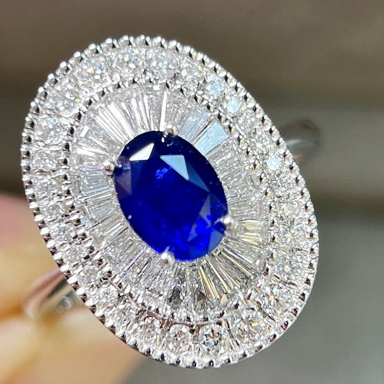 14k Gold 2.45 Ctw Natural Sapphire & Lab Grown Diamond Ring