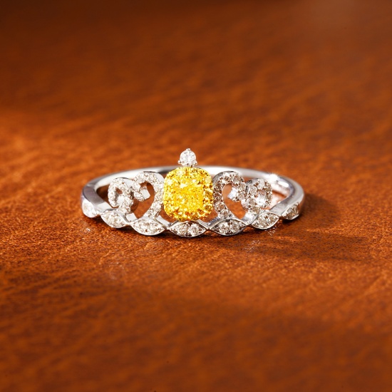 14k Gold 0.28 Ctw Natural Yellow Diamond & Diamond Ring