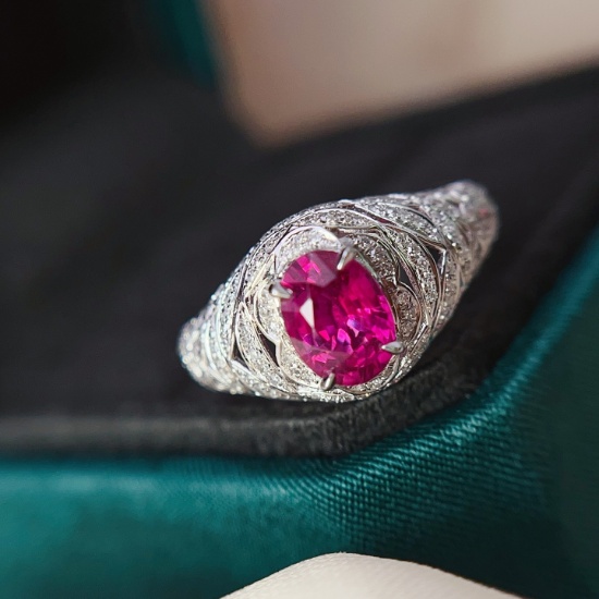 14k Gold 1.10 Ct Natural Ruby & Diamond Ring