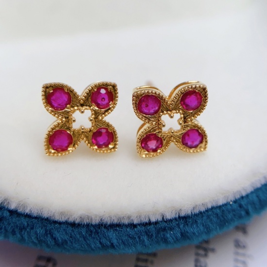 14k Gold 0.80 Ct Natural Ruby Earrings