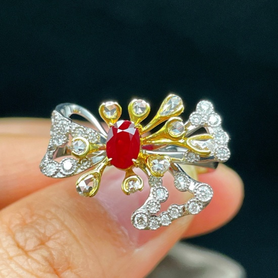 14k Gold 1.64 Ctw Natural Ruby & Diamond Ring