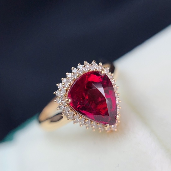 14k Gold 2.45 Ct Natural Tourmaline & Diamond Ring/pendant( Without Chain )