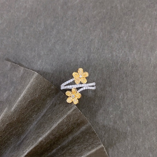 14k Gold 1.15 Ctw Natural Yellow Diamond & Diamond Ring