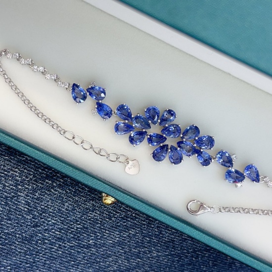 14k Gold 10.85 Ct Natural Sapphire & Diamond Bracelet