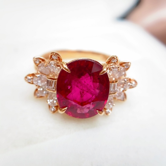 14k Gold 4.70 Ct Natural Tourmaline & Diamond Ring