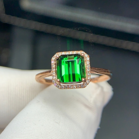 14k Gold 1.5 Ct Natural Tourmaline & Diamond Ring