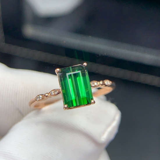 14k Gold 1.9 Ct Natural Tourmaline & Diamond Ring