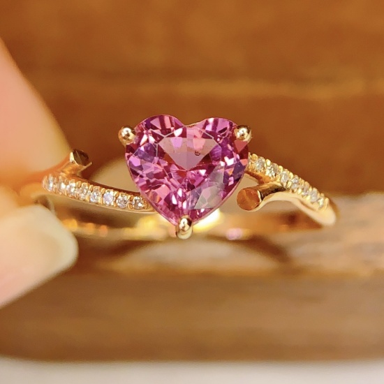 14k Gold 0.89 Ct Natural Tourmaline & Diamond Ring