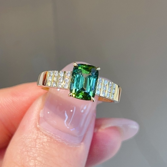 14k Gold 1.74 Ctw Natural Tourmaline & Diamond Ring