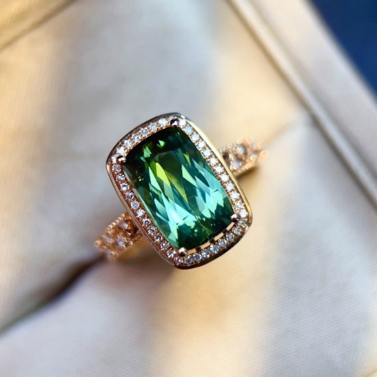 14k Gold 3.07 Ctw Natural Tourmaline & Diamond Ring