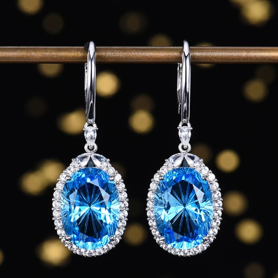 14k Gold 15.19 Ctw Natural Topaz & Sapphire Earrings