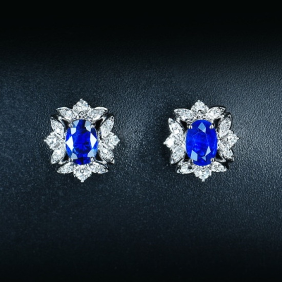 14k Gold 1.07 Ct Natural Sapphire & Diamond Earrings