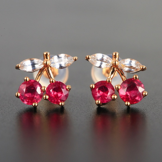 14k Gold 0.83 Ct Natural Ruby & Sapphire Earrings