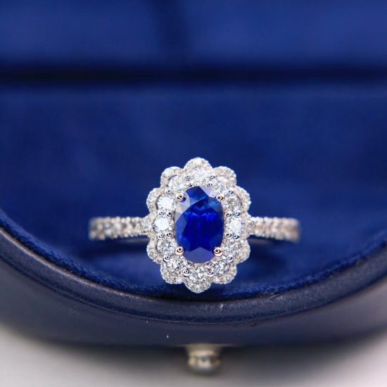 14k Gold 1.78 Ctw Natural Sapphire & Diamond Ring