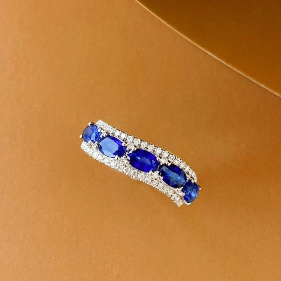 14k Gold 1.60 Ctw Natural Sapphire & Diamond Ring