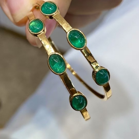 14k Gold 3.17 Ct Natural Emerald Earrings
