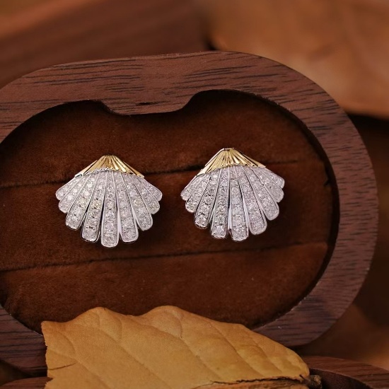 14k Gold 0.8 Ct Natural H Diamond Earrings