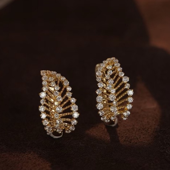 14k Gold 0.68 Ct Natural H Diamond Earrings