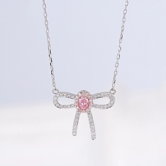 14k Gold 0.25 Ctw Natural Pink Diamond & Diamond Necklace