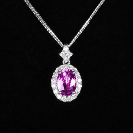 14k Gold 1.26 Ctw Natural Sapphire & Diamond Pendant( Without Chain )