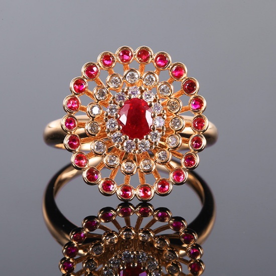 14k Gold 1.05 Ctw Natural Ruby & Diamond Ring