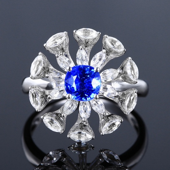 14k Gold 2.35 Ctw Natural Sapphire & Sapphire Ring