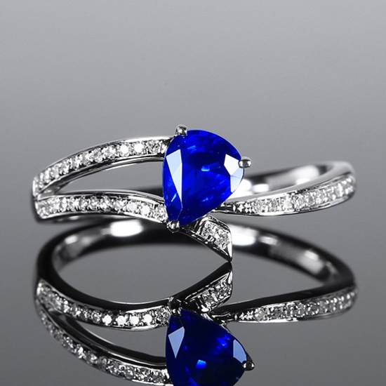 14k Gold 0.74 Ctw Natural Sapphire & Diamond Ring