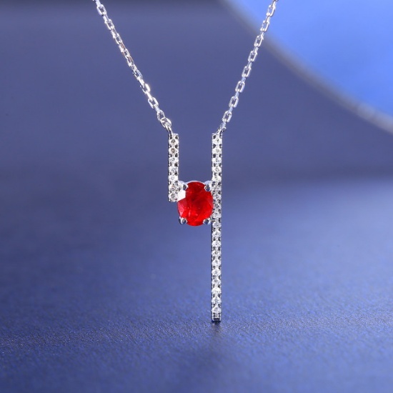 14k Gold 0.44 Ctw Natural Ruby & Diamond Necklace