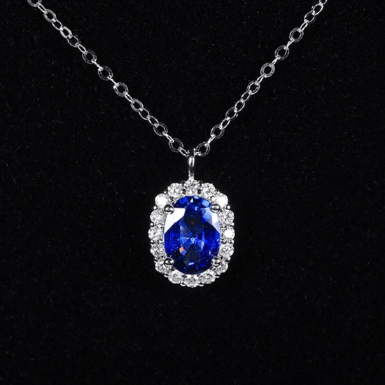 14k Gold 1.18 Ctw Natural Sapphire & Diamond Necklace