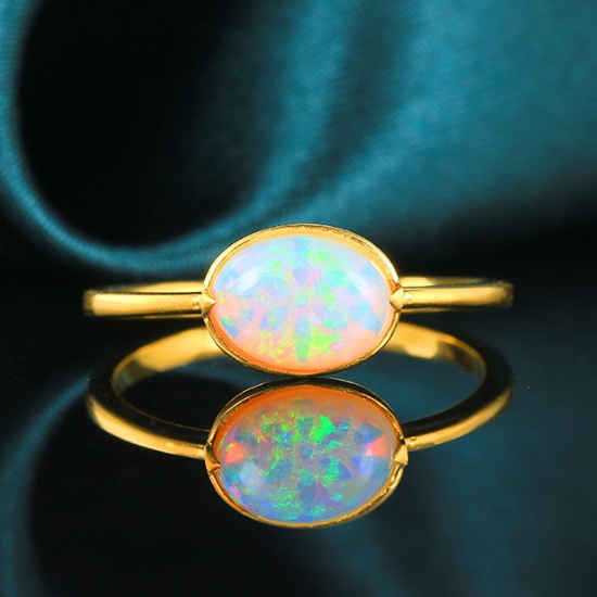 14k Gold 0.7 Ct Natural Opal Ring